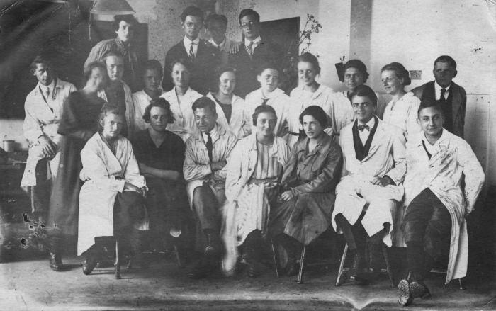 Staff and students at Bauhaus Weimar on Rowac-Schemels, 1923