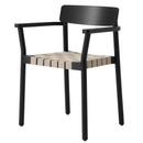 Betty Chair, Black / natural linen, With armrests