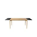 PUREdinner Table, 140 x 85 cm, White oiled oak, With 2 black MDF extension boards (L 140-240 cm)