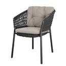 Ocean Chair, Open soft Rope – Dark grey, Rise - Light brown