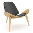 CH07 Shell Chair, White oiled oak, Leather anthracite