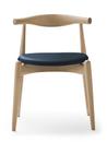 CH20 Elbow Chair, White oiled oak, Leather grey blue