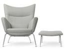 CH445 Wing Chair, Passion - light grey, With footstool