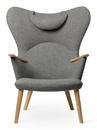 CH78 Mama Bear Chair, Fiord - grey, Soaped oak, With neck pillow