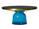 Bell Coffee Table, Brass with clear varnish, Sapphire blue