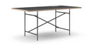 Eiermann Table, Linoleum black (Forbo 4023) with oak edge, 180 x 90 cm, Black, Angled, centred (Eiermann 1), 110 x 66 cm