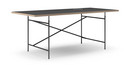 Eiermann Table, Linoleum black (Forbo 4023) with oak edge, 200 x 90 cm, Black, Vertical,  offset (Eiermann 2), 135 x 78 cm