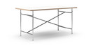 Eiermann Table, White melamine with oak edge, 160 x 80 cm, Chrome, Vertical,  centred (Eiermann 2), 135 x 66 cm