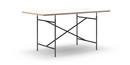 Eiermann Table, White melamine with oak edge, 160 x 80 cm, Black, Vertical,  centred (Eiermann 2), 100 x 66 cm