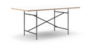 Eiermann Table, White melamine with oak edge, 180 x 90 cm, Black, Angled, centred (Eiermann 1), 110 x 66 cm