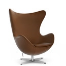 Egg Chair, Leather Essential, Walnut, Satin polished aluminium, Without footstool