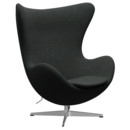 Egg Chair, Re-wool, 198 - Black/natural, Satin polished aluminium, Without footstool