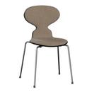 Ant Chair 3101 with Front Padding, Lacquer, Black, Remix 242 - Light brown, Chrome