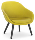 About A Lounge Chair Low AAL 82, Hallingdal 420 - yellow, Black lacquered oak, With seat cushion