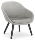 About A Lounge Chair Low AAL 82, Hallingdal - warm grey, Black lacquered oak, With seat cushion