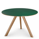 Copenhague Round Table CPH20, Ø 120 x H 74, Lacquered oak, Linoleum green
