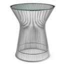 Platner side table, Polished nickel, Clear glass