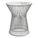 Platner side table, Polished nickel, Arabescato marble (white with grey tones)