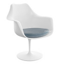Saarinen Tulip Armchair, Swivel, Seat cushion, White, Steel (Eva 172)