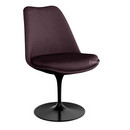 Saarinen Tulip Chair, Static, Upholstered inner shell and seat cushion, Black, Plum (Eva 119)