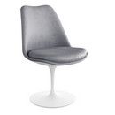 Saarinen Tulip Chair, Static, Upholstered inner shell and seat cushion, White, Silver (Eva 139)