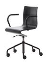 Work Chair Seesaw, Black, with gas spring, With armrests, same colour as base, Black ash