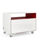 Trolley R 107N, Bicoloured, Pure white (RAL 9010) - Ruby red (RAL 3003), Transparent castors
