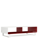 TV Lowboard R 200N, Bicoloured, Pure white (RAL 9010) - Ruby red (RAL 3003), Sledge base lacquered in same colour as unit exterior