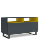 TV Lowboard R 108N, Anthracite grey (RAL 7016) - Traffic yellow (RAL 1023), Sledge base lacquered in same colour as unit exterior