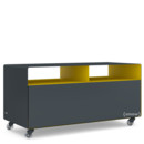 TV Lowboard R 108N, Anthracite grey (RAL 7016) - Traffic yellow (RAL 1023), Transparent castors