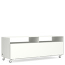 TV Lowboard R 109N, Self-coloured, Pure white (RAL 9010), Transparent castors