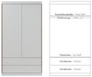 Flai Wardrobe, Large (216 x 118 x 61 cm), Melamine white with birch edge, Configuration 5