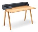 PS04/PS05 Secretary, W 120 x D 75 cm (PS05), Anthrazite grey (RAL 7016), Oiled oak, With power box