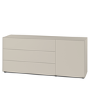Nex Pur Box 2.0 with drawers and doors, 48 cm, H 75 cm x B 180 cm (with door and three drawers), Silk