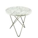 Mini O Table, White Carrara, Stainless steel