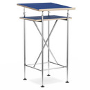 High Desk Milla, 50cm, Chrome, Linoleum midnight blue (Forbo 4181) with oak edges