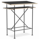 High Desk Milla, 70cm, Black, Black melamine with oak edges