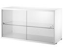 String System Display Cabinet With Sliding Glass Doors, White lacquered