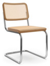 S 32 / S 32 N Cantilever Chair, Cane-work (with supporting mesh underneath seat), Cherry stained beech, Black plastic glides with felt