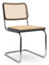 S 32 / S 32 N Cantilever Chair, Cane-work (with supporting mesh underneath seat), Black stained beech, No glides