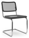 S 32 / S 32 N Cantilever Chair, Stretched synthetic netting, Black stained beech, No glides