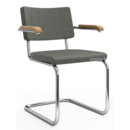 S 32 PV / S 64 PV Pure Materials Cantilever Chair, Nubuk Leather green-grey, Oak