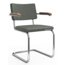 S 32 PV / S 64 PV Pure Materials Cantilever Chair, Nubuk Leather green-grey, Walnut