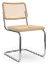 S 32 V / S 64 V Pure Materials Cantilever Chair, Lacquered oak, Chrome-plated, Without armrests, Black plastic glides with felt