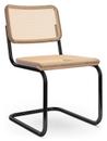 S 32 V / S 64 V Pure Materials, Lacquered walnut, Deep Black (RAL 9005), Without armrests, Black plastic glides with felt