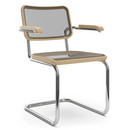 S 32 N / S 64 N Pure Materials Cantilever Chair, Oiled Oak, Chrome-plated, With armrests, No glides