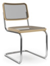 S 32 N / S 64 N Pure Materials Cantilever Chair, Oiled Oak, Chrome-plated, Without armrests, Black plastic glides with felt