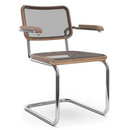 S 32 N / S 64 N Pure Materials Cantilever Chair, Oiled Walnut, Chrome-plated, With armrests, No glides