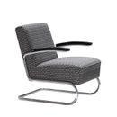 S 411 Cantilever Chair, Fabric Facets, Chrome-plated, Without footstool, No glides
