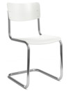 S 43 Classic Cantilever Chair, Chrome-plated frame, Lacquered beech, Pure white (RAL 9010), Without seat pad, No glides